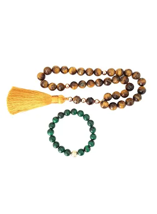Natural Crafted Tiger Eye Prayer Beads With Bracelet 