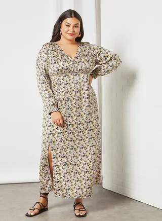 Curve Printed Maxi Dress Multicolour 