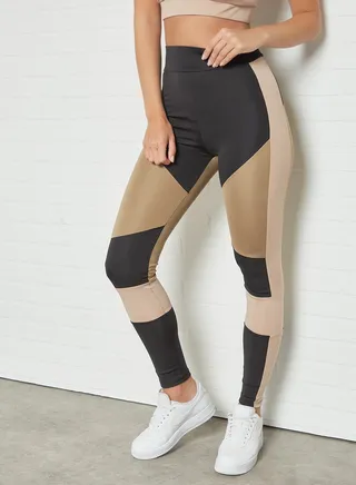 Colorblock Leggings Brown 