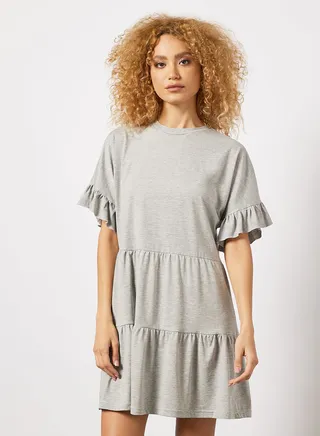 Tiered Jersey Dress Grey 