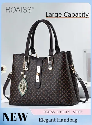 Shoulder Tote Bags for Women Top Handle Satchel Ladies Fashion Office Casual Handbags Large Capacity PU Material Stylish Leaf Decoration 