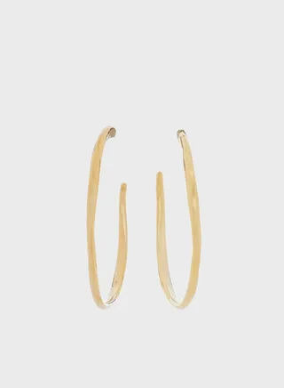 Stainless Steel & Ionic Plated Thin Gold 1 Hoop Earrings