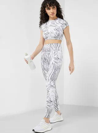 Printed Cropped Athletic Leggings 