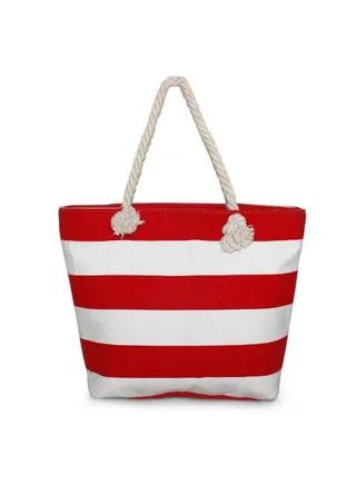 Stripe Canvas Tote Bag Red/White 