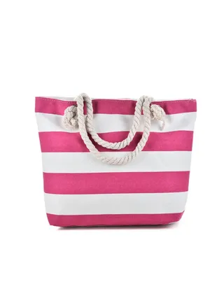 Stripe Canvas Tote Bag Red/White 