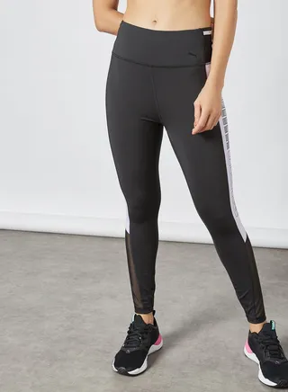 Train Logo Block High Waist 7/8 Tights Black/White 
