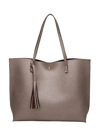 Faux Leather Tote Mocha Brown 