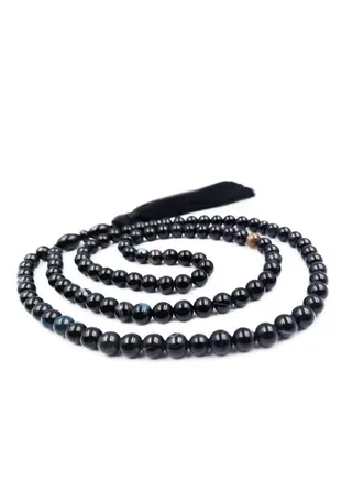 REBUY Natural Black AGATE Sulemani Aqeeq Islamic Prayer Rosary Beads Tasbih Tasbeeh 99 With Wooden Gift Box 