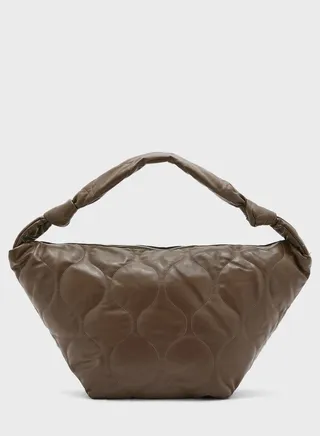Quilted Puffer Bag With Knot Handle