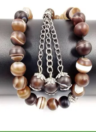 Tasbeeh Prayer Bead Of Natural Agate Old Stone 33 Beads 