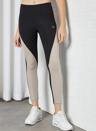 Colorblock Tights Black/Beige 