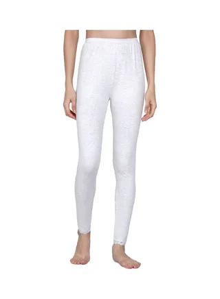 High Waist Ultra Soft Tummy Support Stretchy Leggings With Lace Off White 