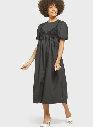 Ballon Sleeve Tiered Dress 