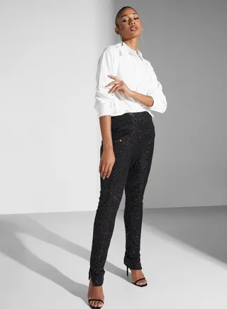 Sequined Ruched Leggings 