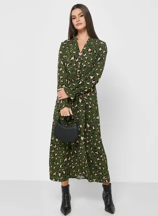 V-Neck Printed Dress 