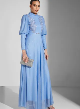 Embellished Detail Shimmer Dress 