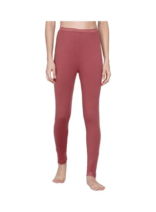 High Waist Ultra Soft Tummy Support Stretchy Leggings With Lace Brick Red 