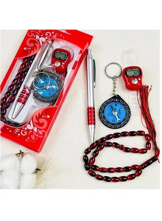 Luxury Islamic Prayer Beads Set: 33 Tasbih Beads + Digital Counter, Compass, Pen - Ramadan & Eid Corporate Gift 