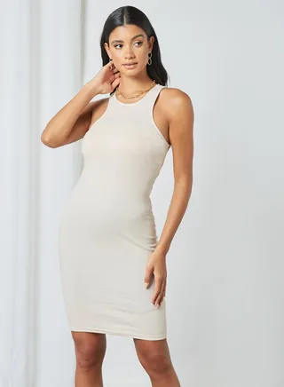 Ribbed Mini Dress Crystal Grey 
