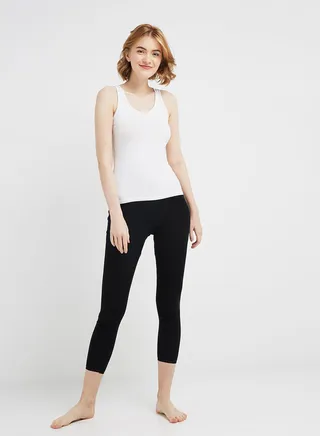 3 Piece Lace Trim Cotton Leggings Black 