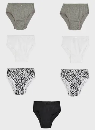 Pack Of 7 Printed Girls Brief