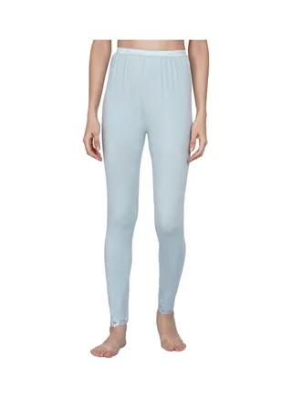 High Waist Ultra Soft Tummy Support Stretchy Leggings With Lace Tea Green/Blue 