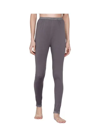 High Waist Ultra Soft Tummy Support Stretchy Leggings With Lace Grey 