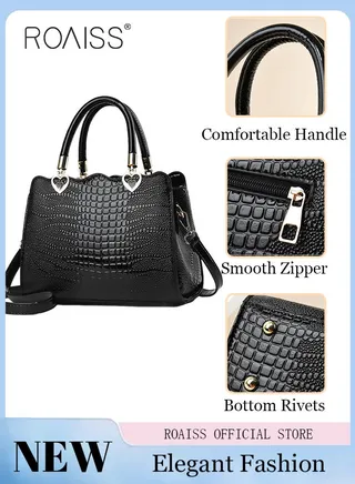 Women Shoulder Bag  Fine PU Leather Smooth Zipper Large Capacity Multilayer Space Quality Inside 