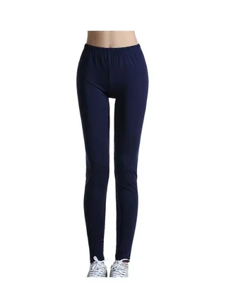 Casual Polyester Leggings Navy Blue 