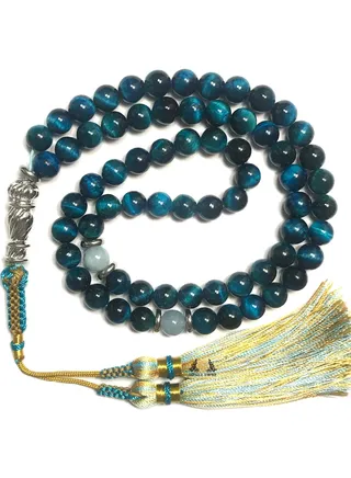 Prayer Beads Exclusive Design 66 Natural Blue Tiger Eye Amazonite 