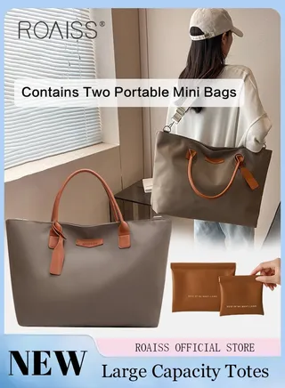 Large Capacity Tote Bag with 2 Pieces Small Zipper Pouch Bags  Set for Women Water Resistant Shoulder Bag Top Handle Handbag for Travel Commuting or Gym the Mini Bags can for Cosmetics Headphones 