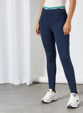 Logo Printed Waistband High Waist Legging Twilight Navy 