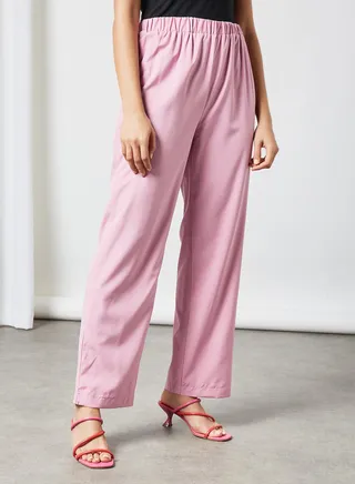 Comfortable Elastic Waist Modest Pants Purple 