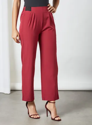 4-Way Stretch Modest Pants Maroon 