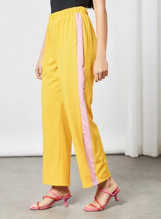 Modest Comfortable Pants With Side Tape Yellow 