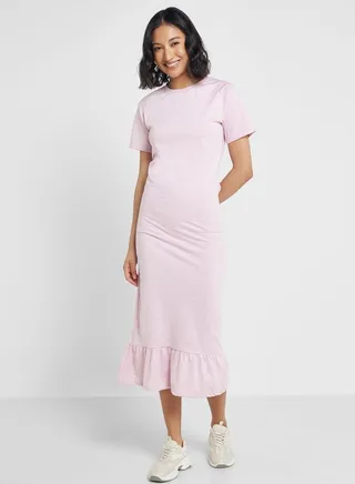 Tiered Hem Midi Dress