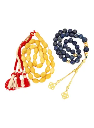 2 Piece Natural Lapis Lazuli Prayer Beads 