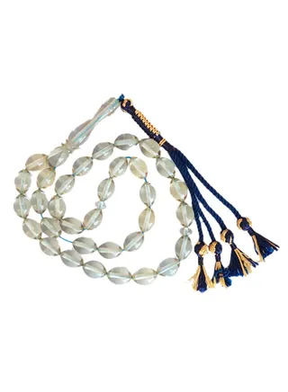 Unique Light Blue Natural Amber Sand Prayer Beads 