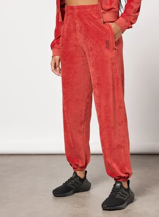 Velour Loose Fit Sweatpants Red 