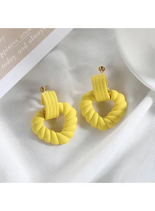 triangle Earring Of Fluffy Women's Accessories-Yellow 