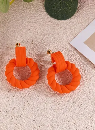 overlapping circles Earring Of Fluffy Women's Accessories-Orange 