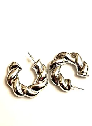 Silver XLarge twisted earrings 