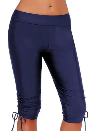Tie Waist Skinny Fit Swim Shorts Blue 