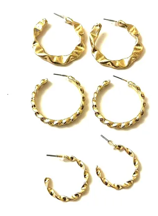 Wrinkled semi-circled set of earrings 