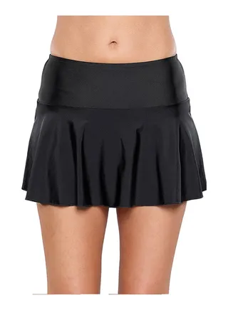 Solid Brief Design Beach Pleated Skorts Black 