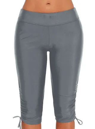 Tie Waist Skinny Fit Swim Shorts Grey 