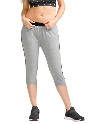 Straight Fit Crop Pant Grey Melange 