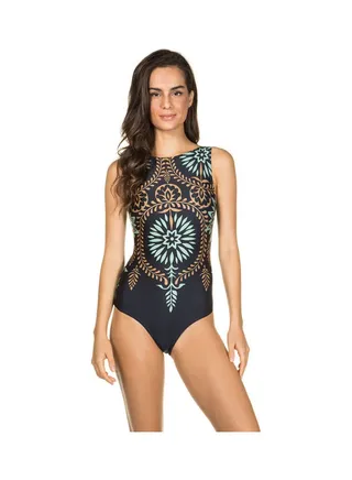 Flower Printed Swimsuit black 
