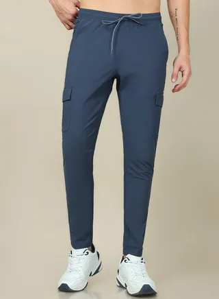 Solid Cargo Pants with Drawstring Waistband 