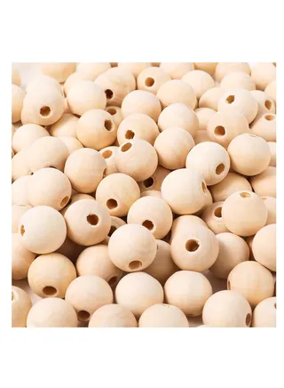300pcs 16mm Natural Unfinished Wooden Beads - Versatile Round Wood Spacer Beads for Crafting, Decorations, and DIY Projects 